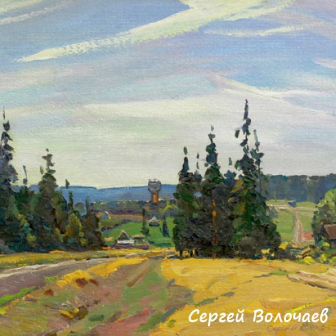 100_Дорога в совхоз. 1986. Картон, масло. 40 х 50