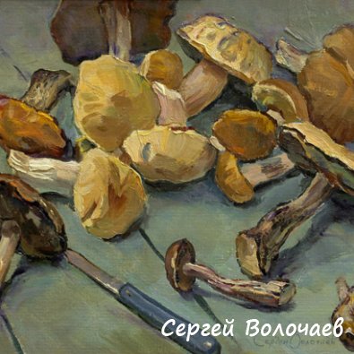 136_Грибы. 1989. Картон, масло. 40 х 50
