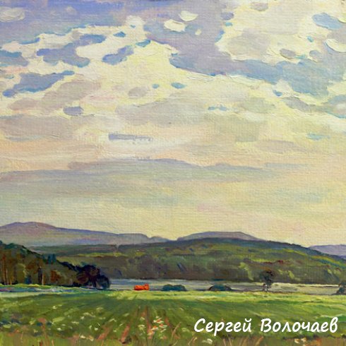 109_Поле колхоза. 1987. Картон, масло. 40 х 50