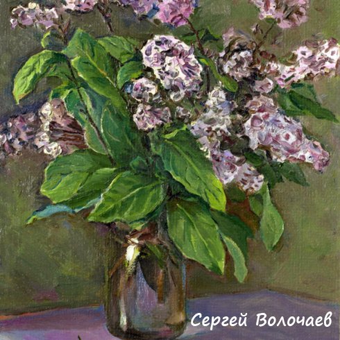 144_Сирень. 1990. Картон, масло. 50 х 40