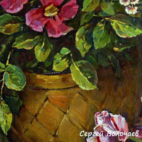 175_Цветы. 1999. Картон, масло. 36,5 х 27