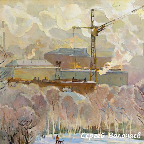 015_Вид с Обсерваторской горки на улице Декабристов. 1974. Холст, масло. 64 х 79