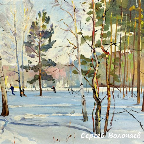 021_Мартовский лес. 1975. Картон, масло. 39,5 х 49,5