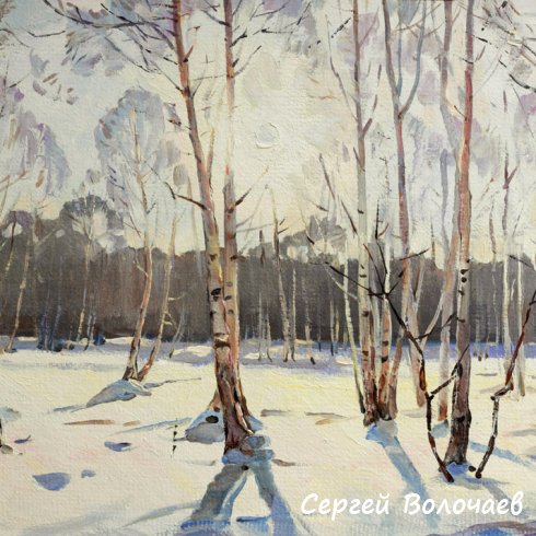 148_Мартовский лес. 1990. Картон, масло. 40 х 50