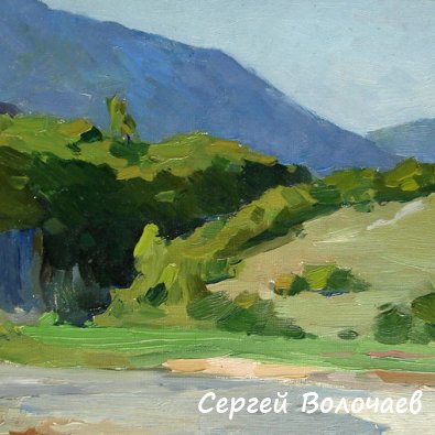 237_(8) Горная речка. 1968г.,К.м., 34,5х20 см